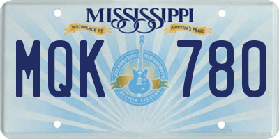 MS license plate MQK780