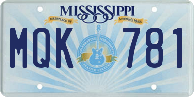 MS license plate MQK781