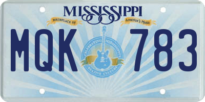 MS license plate MQK783