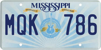 MS license plate MQK786