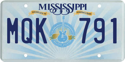 MS license plate MQK791