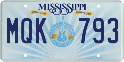 MS license plate MQK793