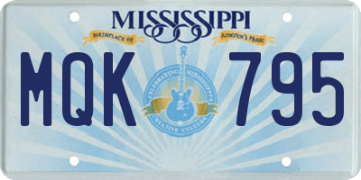 MS license plate MQK795