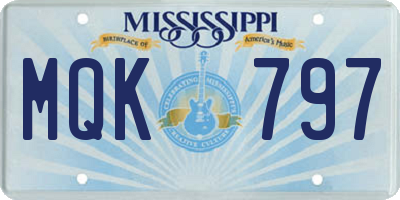 MS license plate MQK797