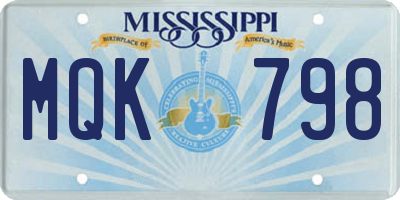 MS license plate MQK798