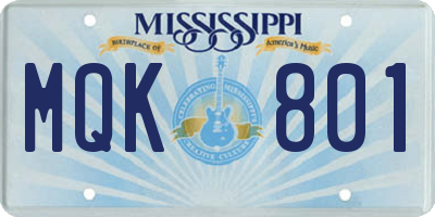 MS license plate MQK801