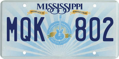 MS license plate MQK802