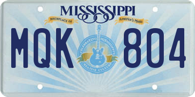 MS license plate MQK804