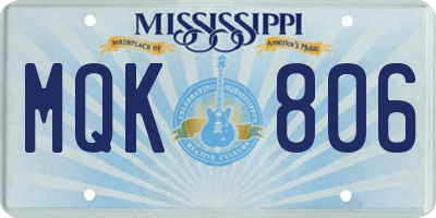 MS license plate MQK806