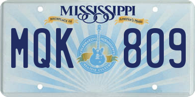MS license plate MQK809