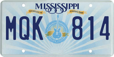 MS license plate MQK814