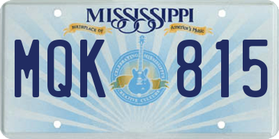 MS license plate MQK815