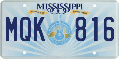 MS license plate MQK816