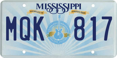 MS license plate MQK817
