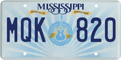 MS license plate MQK820