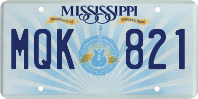 MS license plate MQK821
