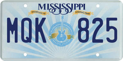 MS license plate MQK825