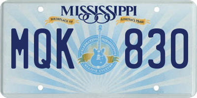 MS license plate MQK830