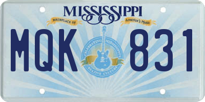 MS license plate MQK831