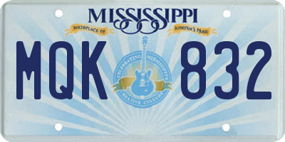 MS license plate MQK832