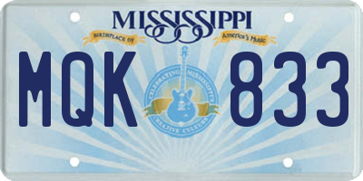 MS license plate MQK833