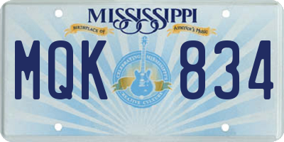 MS license plate MQK834