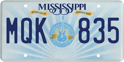 MS license plate MQK835