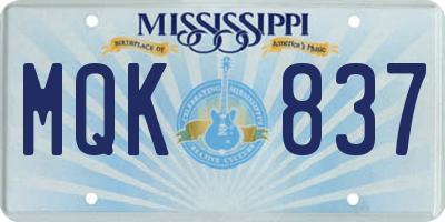 MS license plate MQK837