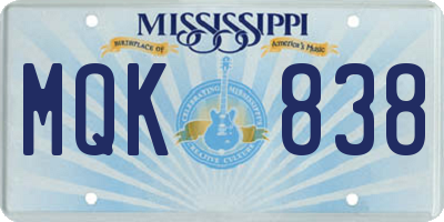 MS license plate MQK838