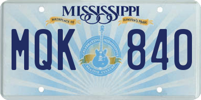 MS license plate MQK840
