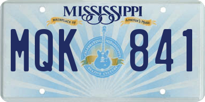MS license plate MQK841