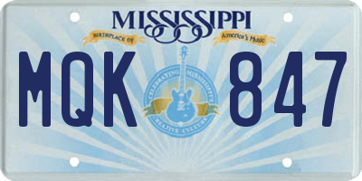 MS license plate MQK847