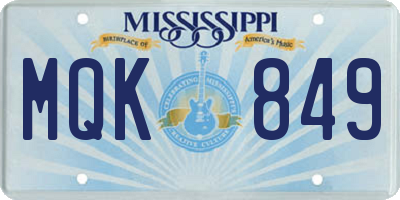 MS license plate MQK849