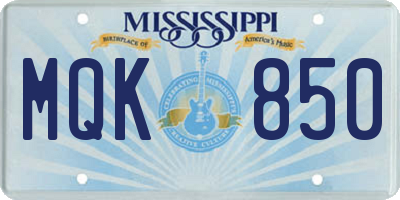 MS license plate MQK850