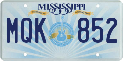 MS license plate MQK852