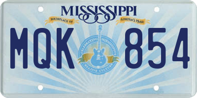 MS license plate MQK854