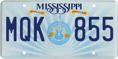 MS license plate MQK855