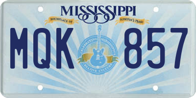 MS license plate MQK857