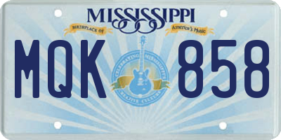 MS license plate MQK858