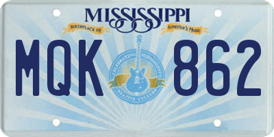 MS license plate MQK862