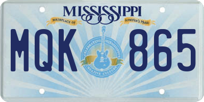 MS license plate MQK865