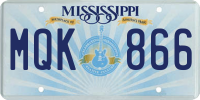 MS license plate MQK866