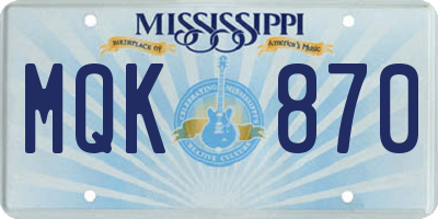 MS license plate MQK870
