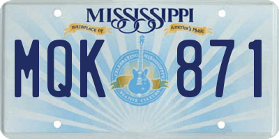MS license plate MQK871