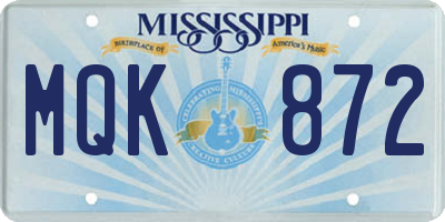MS license plate MQK872