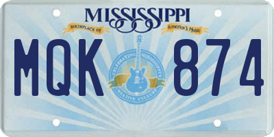 MS license plate MQK874
