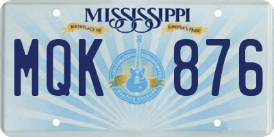 MS license plate MQK876