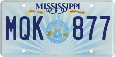 MS license plate MQK877