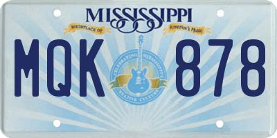 MS license plate MQK878