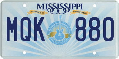 MS license plate MQK880